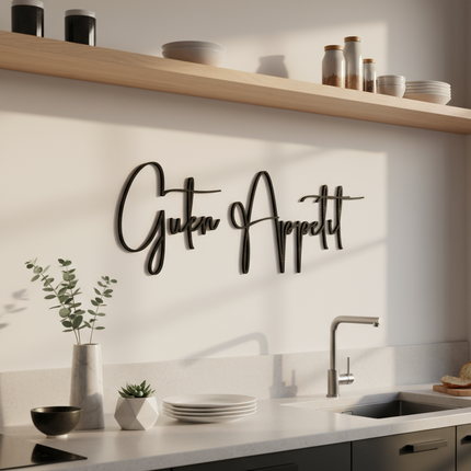 schriftzug aus holz guten appetit in schwarz
