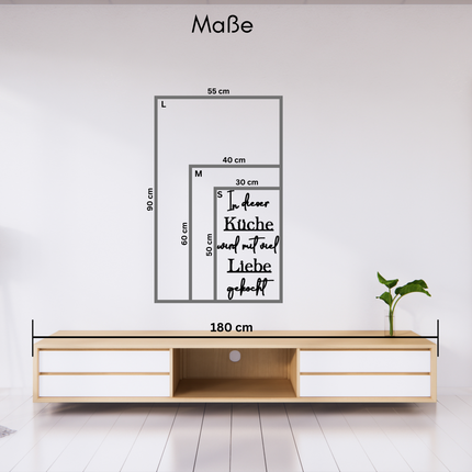 In dieser Küche wird mit viel Liebe gekocht – Holzschriftzug