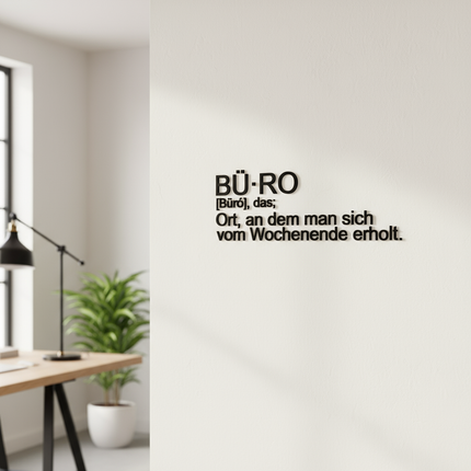 Design-Schriftzug „BÜRO“ – Elegant & originell   Schwarz / S-18 cm x 50 cm  Kraftélia    Wanddeko