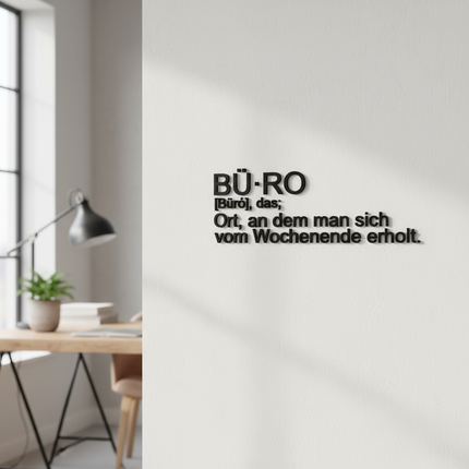 Design-Schriftzug „BÜRO“ – Elegant & originell   Schwarz / S-18 cm x 50 cm  Kraftélia    Wanddeko