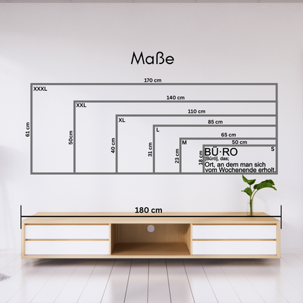 Design-Schriftzug „BÜRO“ – Elegant & originell   Schwarz / S-18 cm x 50 cm  Kraftélia    Wanddeko