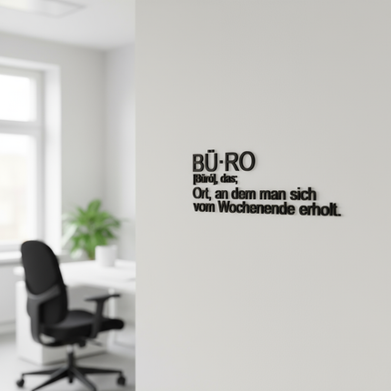 Design-Schriftzug „BÜRO“ – Elegant & originell   Schwarz / S-18 cm x 50 cm  Kraftélia    Wanddeko