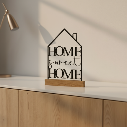 Home Sweet Home – dekorativer Aufsteller in Hausform   Schwarz  Kraftélia    Wanddeko
