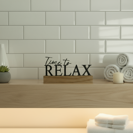 Time to Relax – dekorativer Aufsteller   Schwarz  Kraftélia    Wanddeko