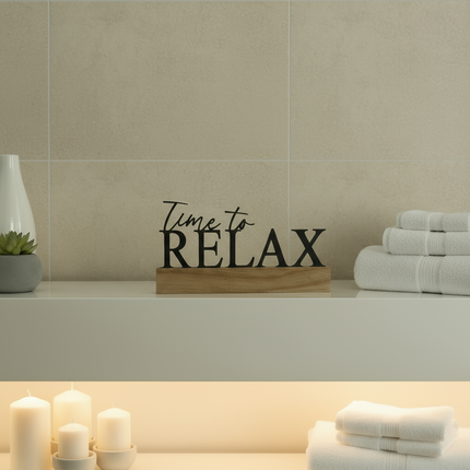 Time to Relax – dekorativer Aufsteller   Schwarz  Kraftélia    Wanddeko