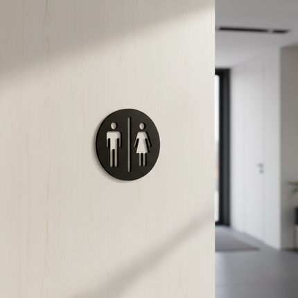 WC-Türschild aus Holz – stilvoll, klar und natürlich   Schwarz  Kraftélia    Wanddeko