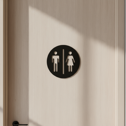 WC-Türschild aus Holz – stilvoll, klar und natürlich   Schwarz  Kraftélia    Wanddeko