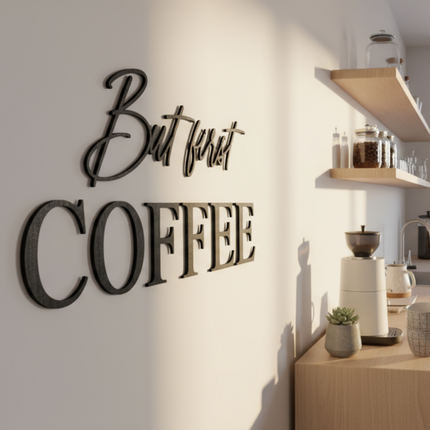 But first Coffee – Schriftzug aus Holz
