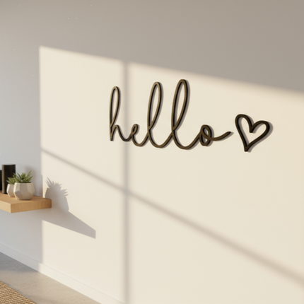 Hello mit Herz – Holzschriftzug