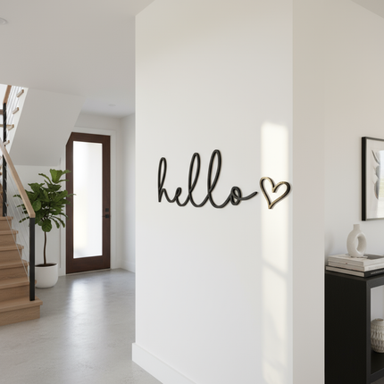 Hello mit Herz – Holzschriftzug
