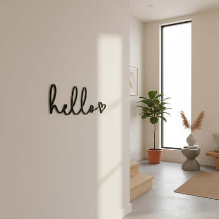 Hello mit Herz – Holzschriftzug