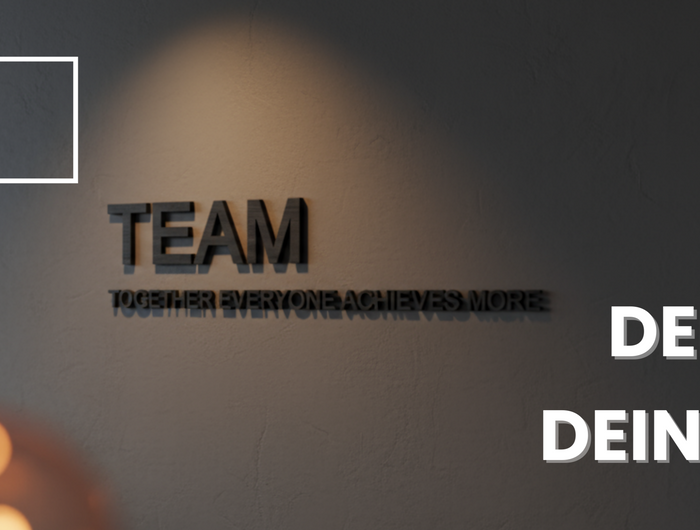 schriftzug aus holz Team in schwarz