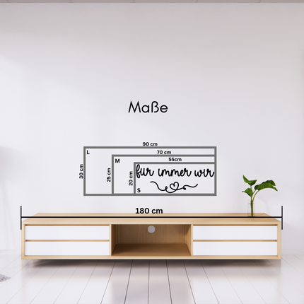 für immer wir – romantische Wanddeko für Paare & besondere Anlässe   Schwarz / S - 20 cm x 55 cm  Kraftélia    Wanddeko