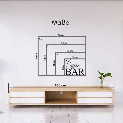 Coffee Bar – dekorative Wanddeko für Küche, Esszimmer & Hausbar   Schwarz / S-28 cm x 35 cm  Kraftélia    Wanddeko