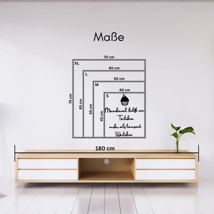 Manchmal hilft ein Törtchen mehr als tausend Wörtchen – witzige Wanddeko mit Cupcake für Küche & Esszimmer   Schwarz / S-45 cm x 40 cm  Kraftélia    Wanddeko