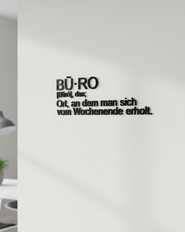 Design-Schriftzug „BÜRO“ – Elegant & originell   Schwarz / S-18 cm x 50 cm  Kraftélia    Wanddeko