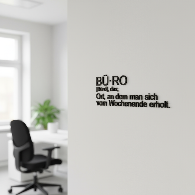 Design-Schriftzug „BÜRO“ – Elegant & originell   Schwarz / S-18 cm x 50 cm  Kraftélia    Wanddeko