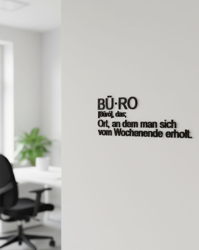 Design-Schriftzug „BÜRO“ – Elegant & originell   Schwarz / S-18 cm x 50 cm  Kraftélia    Wanddeko