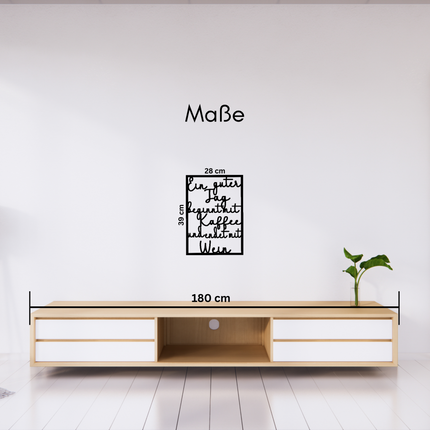 Ein guter Tag beginnt mit Kaffee und endet mit Wein – witzige Wanddeko für Küche, Esszimmer & Hausbar   Schwarz  Kraftélia    Wanddeko