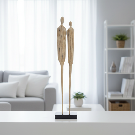 Linea Two – Skulpturales Figuren-Duo aus Holz