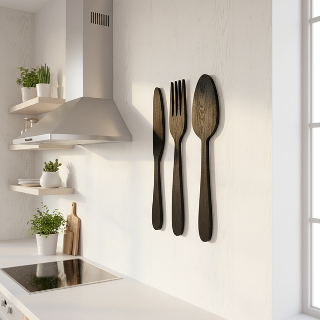 Holz-Besteck Wanddeko