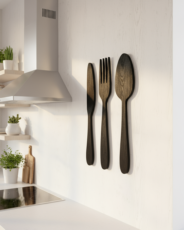 Holz-Besteck Wanddeko