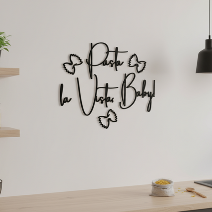 Pasta la Vista, Baby – witzige Wanddeko für Küche & Esszimmer   Schwarz / S-36 cm x 45 cm  Kraftélia    Wanddeko