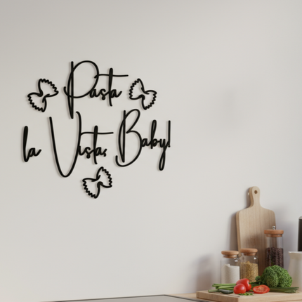 Pasta la Vista, Baby – witzige Wanddeko für Küche & Esszimmer   Schwarz / S-36 cm x 45 cm  Kraftélia    Wanddeko