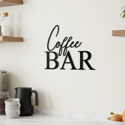 Coffee Bar – dekorative Wanddeko für Küche, Esszimmer & Hausbar   Schwarz / S-28 cm x 35 cm  Kraftélia    Wanddeko