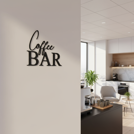 Coffee Bar – dekorative Wanddeko für Küche, Esszimmer & Hausbar   Schwarz / S-28 cm x 35 cm  Kraftélia    Wanddeko