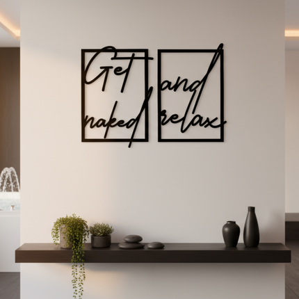 Get naked and relax – zweiteiliges Wandbild für Badezimmer & Wellness   Schwarz / S - 20 cm x 30 cm  Kraftélia    Wanddeko