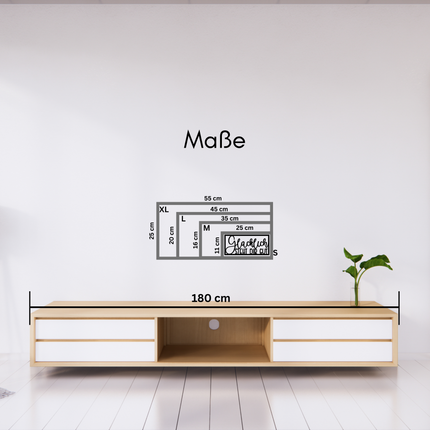 Glücklich steht dir gut! – motivierende Wanddeko für Flur, Wohnzimmer & Büro   Schwarz / S-11 cm x 25 cm  Kraftélia    Wanddeko