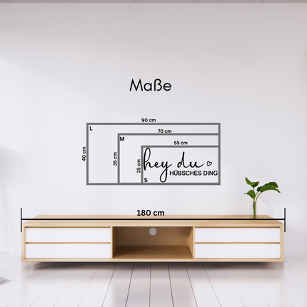 Hey du hübsches Ding – humorvolle Wanddeko für Flur, Wohnzimmer & Schlafzimmer   Schwarz / S-25 cm x 55 cm  Kraftélia    Wanddeko