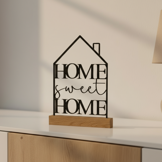 Home Sweet Home – dekorativer Aufsteller in Hausform   Schwarz  Kraftélia    Wanddeko