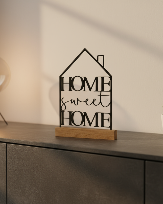 Home Sweet Home – dekorativer Aufsteller in Hausform   Schwarz  Kraftélia    Wanddeko