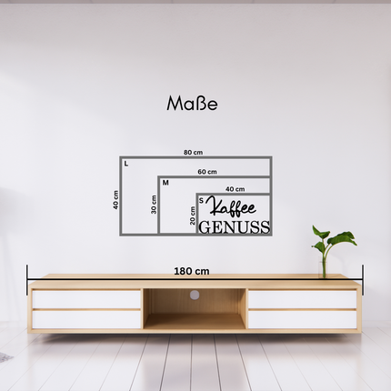 Kaffee Genuss – dekorative Wanddeko für Küche, Esszimmer & Café   Schwarz / S-20 cm x 40 cm  Kraftélia    Wanddeko