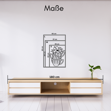 Kaffeetasse mit Blütenmotiv - Wandbild aus Holz   Schwarz / S-40 cm x 29 cm  Kraftélia    Wanddeko