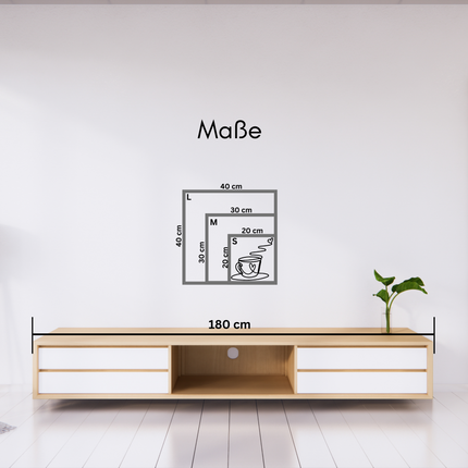 Line Art Kaffeetasse – stilvolle Wanddeko für Küche & Kaffee-Ecke   Schwarz / S-20 cm x 20 cm  Kraftélia    Wanddeko