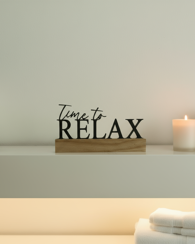 Time to Relax – dekorativer Aufsteller   Schwarz  Kraftélia    Wanddeko
