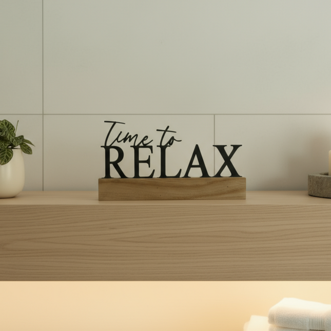 Time to Relax – dekorativer Aufsteller   Schwarz  Kraftélia    Wanddeko