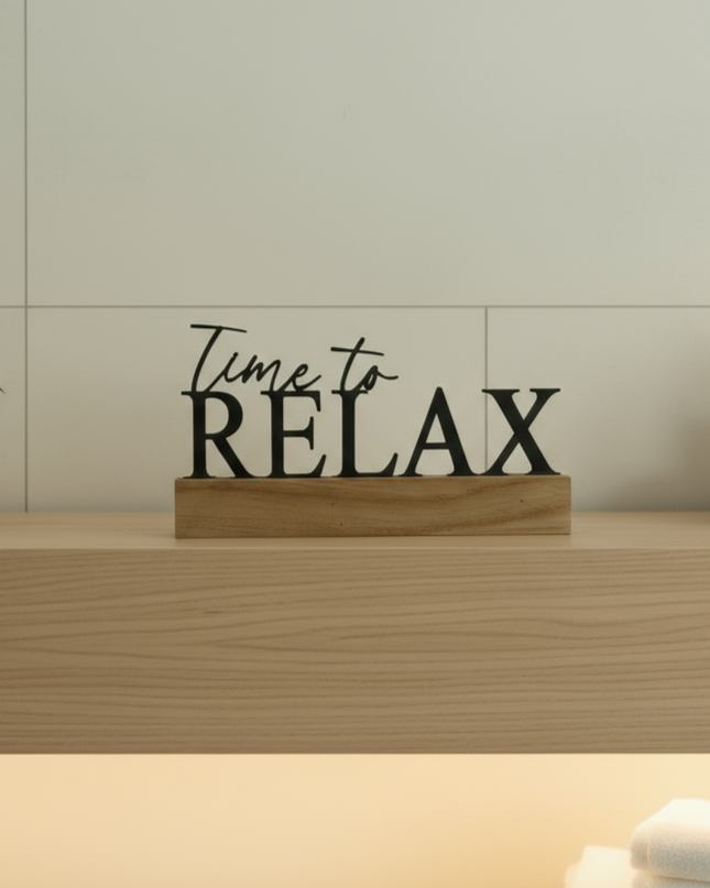 Time to Relax – dekorativer Aufsteller   Schwarz  Kraftélia    Wanddeko