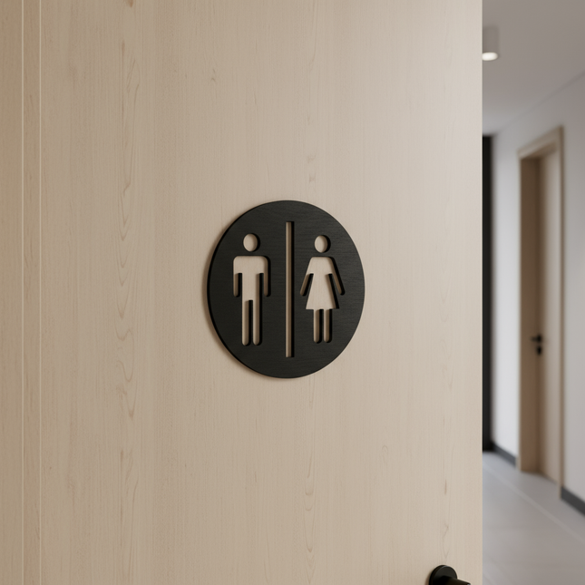 WC-Türschild aus Holz – stilvoll, klar und natürlich   Schwarz  Kraftélia    Wanddeko