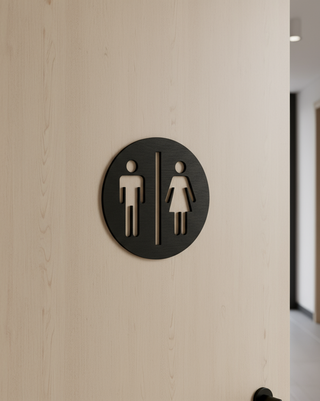 WC-Türschild aus Holz – stilvoll, klar und natürlich   Schwarz  Kraftélia    Wanddeko