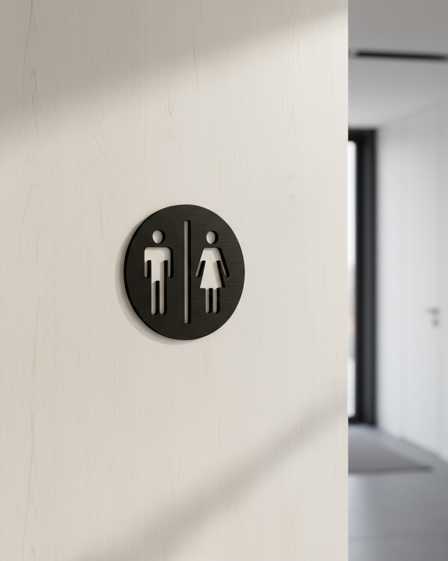 WC-Türschild aus Holz – stilvoll, klar und natürlich   Schwarz  Kraftélia    Wanddeko