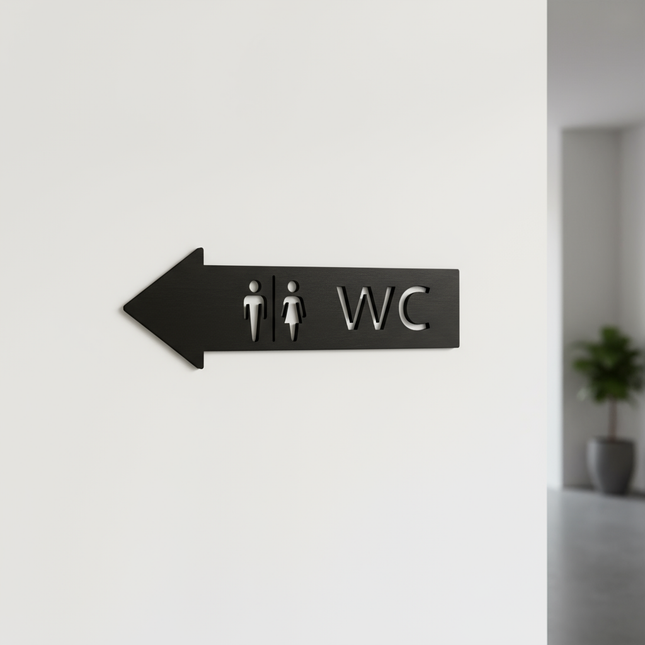 WC-Wegweiser aus Holz – stilvoll & eindeutig   Schwarz  Kraftélia    Wanddeko