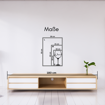 Weinglas-Wanddeko aus Holz, Größenvergleich. Wanddeko  Schwarz / S -30 cm x 16 cm  Kraftélia   