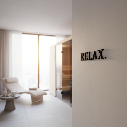 Relax – Holzschriftzug