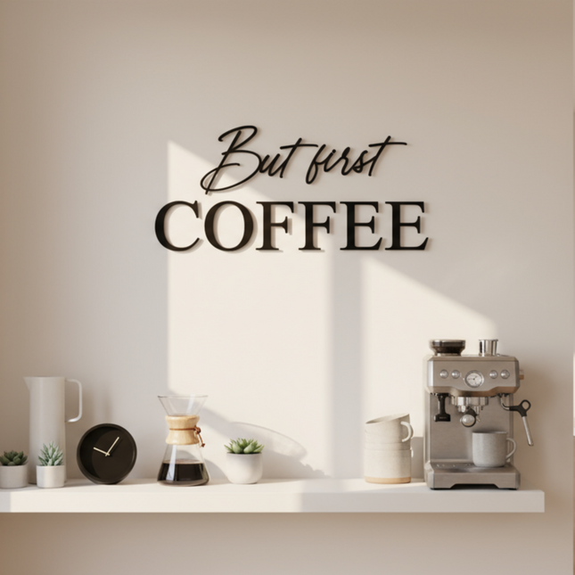 But first Coffee – Schriftzug aus Holz