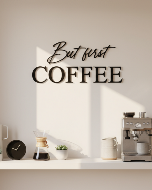 But first Coffee – Schriftzug aus Holz