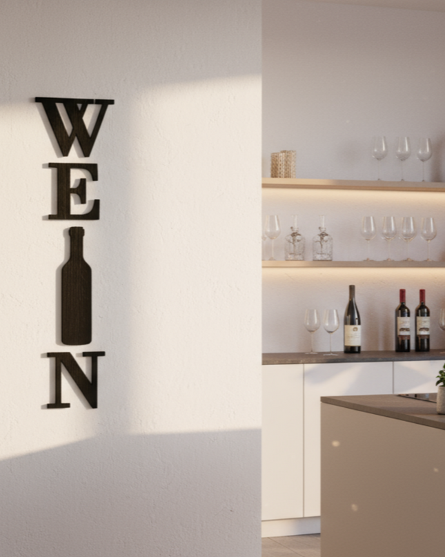 Wein – Holzschriftzug